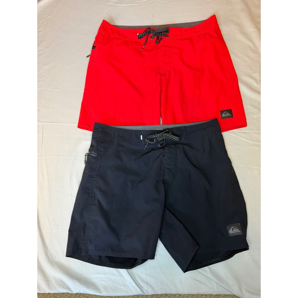 Quiksilver Highline Board Shorts Mens 30 Red Black 2 Pair Bundle Beachwear Surf